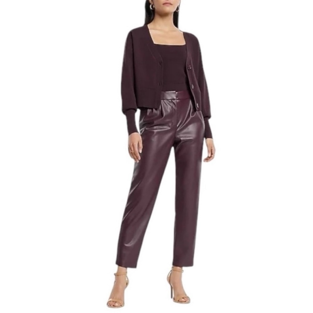 NWT Express Dark Burgundy Leather Cropped Pants